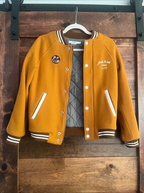 Bonpoint Paris Wool Varsity Jacket with Cream Trim Kids 12